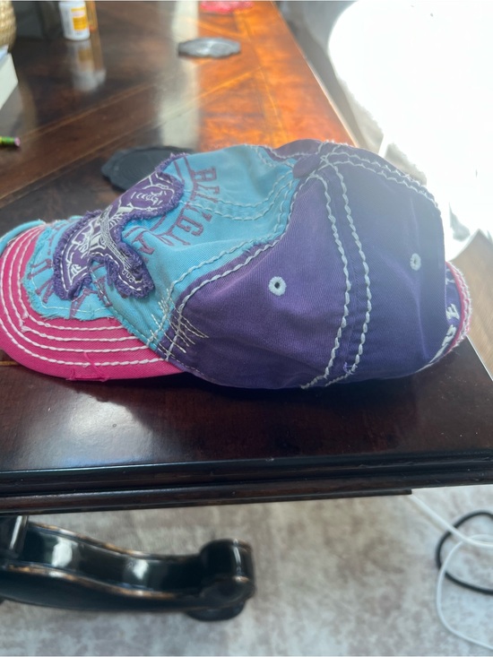 True Religion Multicolor Distressed Logo Baseball Cap Vintage Y2K Buddha Hat main image 8